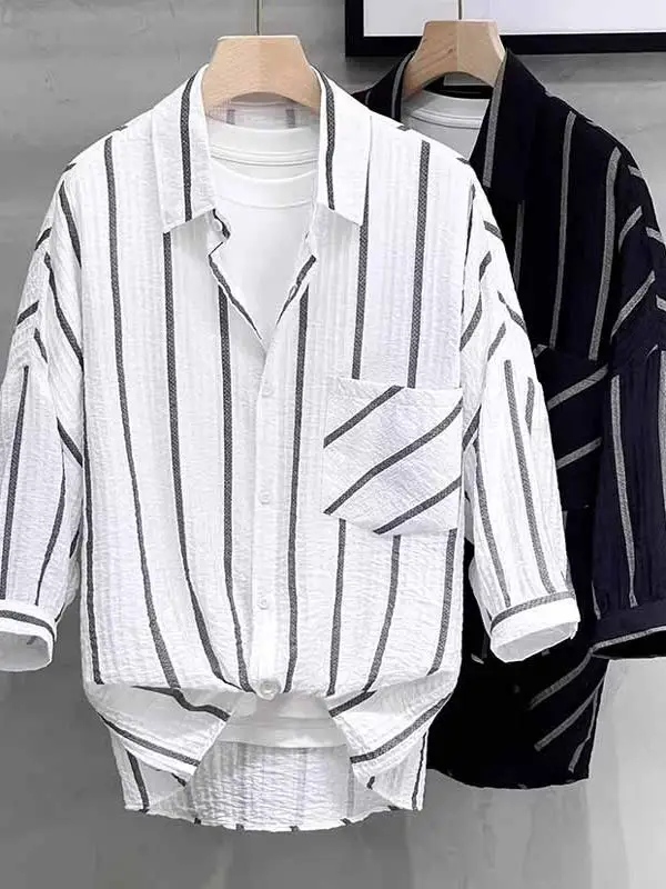 Extra Large 300 Pou Ice Silk Vertical Stripes High-End Feeling Women's Summer Casual Loose irt Korean Sle Commute Wind
Extra Large 300 Pou Ice Silk Vertical Stripes High-End Feeling Women's Summer Casual Loose irt Korean Sle Commute Wind