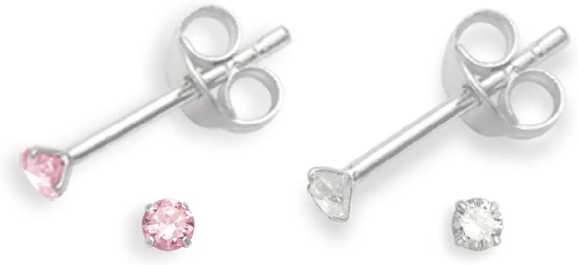 Set Of 2 Pairs Sterling Silver Cubic Zirconia Stud Earrings for Women | Light Pink & Clear Cubic
Set Of 2 Pairs Sterling Silver Cubic Zirconia Stud Earrings for Women | Light Pink & Clear Cubic