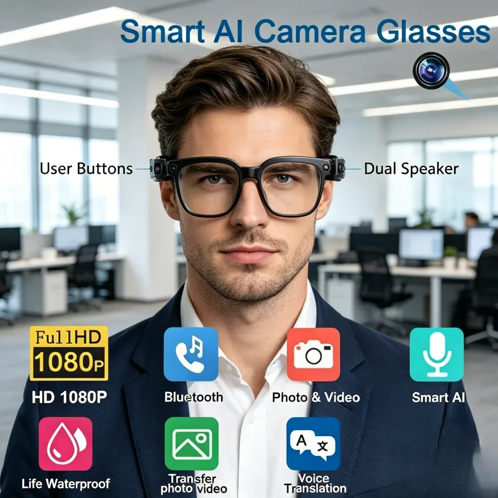 8K HD Photochromic AI Smart Glasses, Multifunctional Bluetooth Calling, Voice Assistant Music Player, Real-Time Translation With
8K HD Photochromic AI Smart Glasses, Multifunctional Bluetooth Calling, Voice Assistant Music Player, Real-Time Translation With