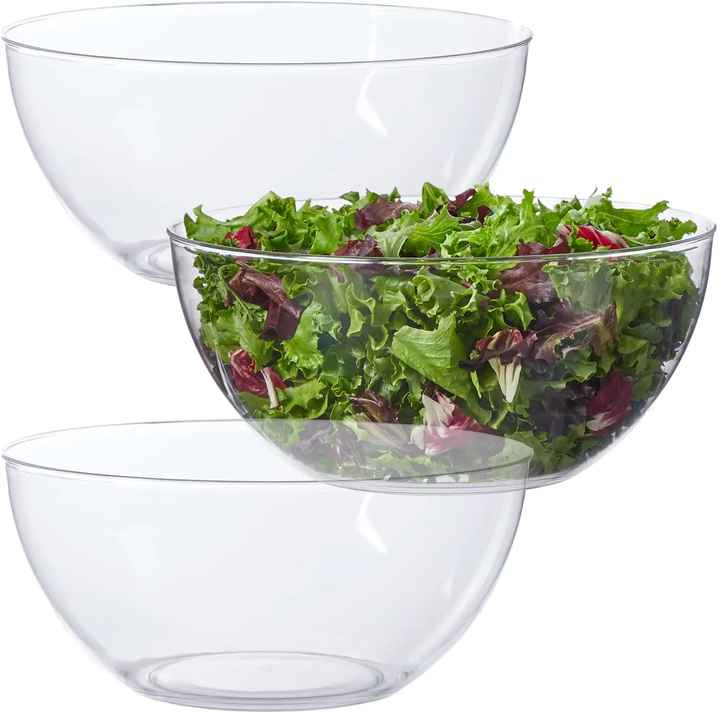 Clear Acrylic Salad Bowls Set of 3 with 135 oz Capacity for Serving Parties
Clear Acrylic Salad Bowls Set of 3 with 135 oz Capacity for Serving Parties