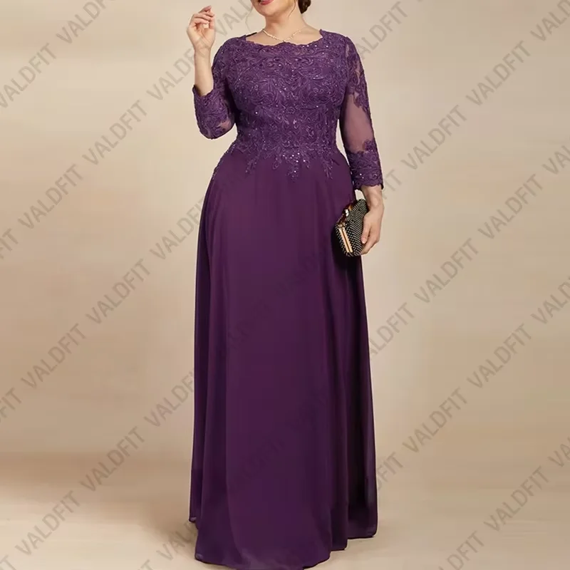 Plus Size Mother of the Bride Dress for Wedding Party Purple Chiffon 3/4 Long Sleeve Ladies Formal Evening Prom Gowns
Plus Size Mother of the Bride Dress for Wedding Party Purple Chiffon 3/4 Long Sleeve Ladies Formal Evening Prom Gowns