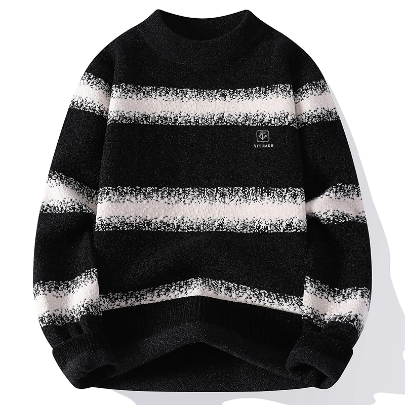 Men's Casual Striped Knitted Sweater Mid-Neck Color Block Knitwear Soft Polyester Fiber Winter Fashion City Youth Long Sleeve
Men's Casual Striped Knitted Sweater Mid-Neck Color Block Knitwear Soft Polyester Fiber Winter Fashion City Youth Long Sleeve