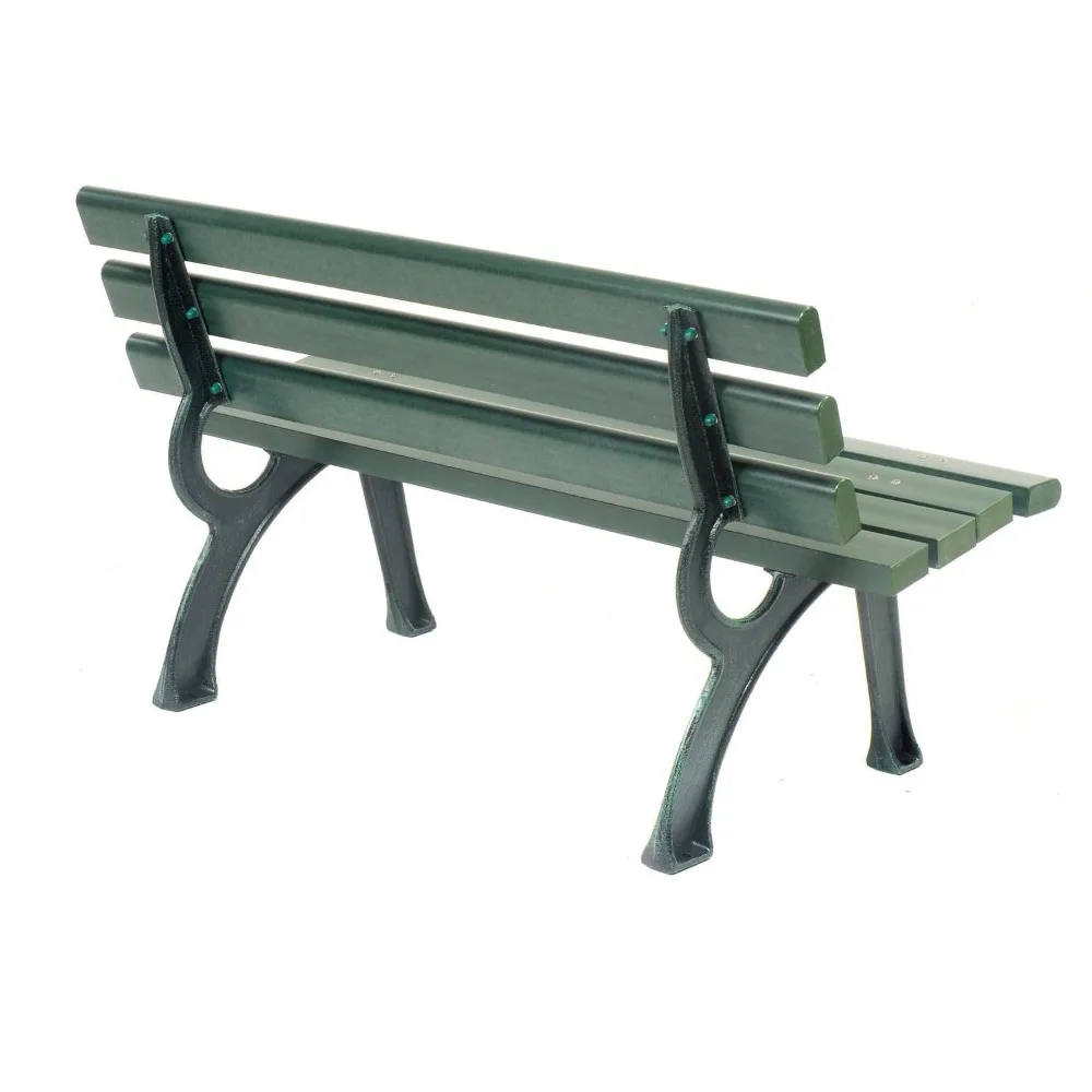 4'L Outdoor Park Bench with Backrest, Recylced Plastic Slats, Wrought Iron Frame, 1100 Lbs Capacity, Green, Surface, Customized
4'L Outdoor Park Bench with Backrest, Recylced Plastic Slats, Wrought Iron Frame, 1100 Lbs Capacity, Green, Surface, Customized