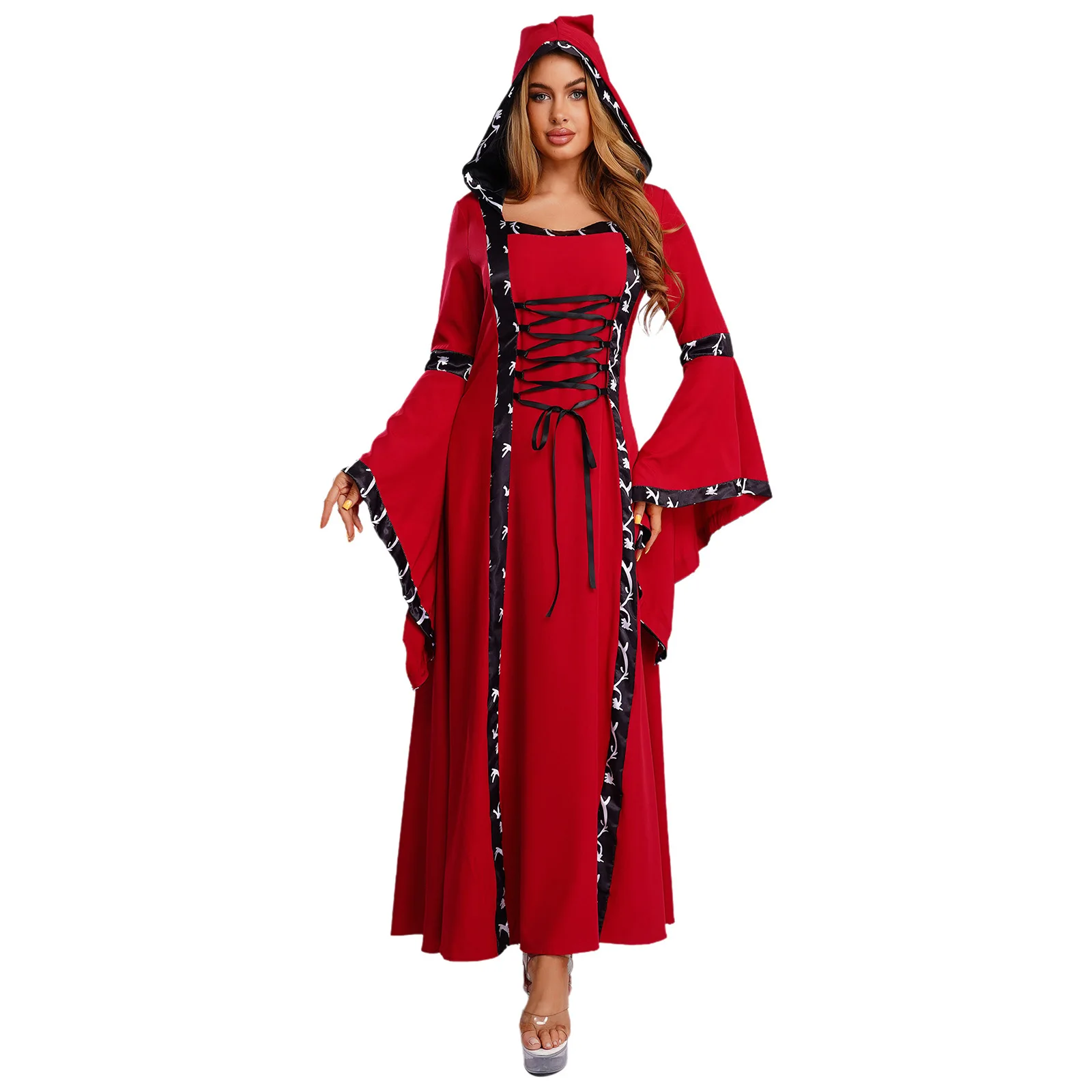Women Victorian Princess Palace Hooded Dress Long Sleeve Flared Cuffs Lace-up Dress for Gothic Vampire Halloween Cosplay Uniform
Women Victorian Princess Palace Hooded Dress Long Sleeve Flared Cuffs Lace-up Dress for Gothic Vampire Halloween Cosplay Uniform
