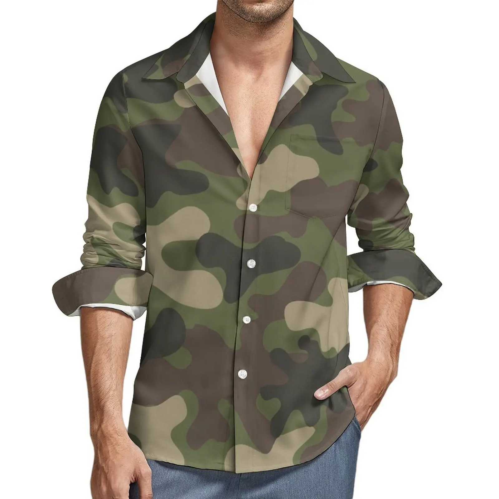 Camouflage Shirt Autumn Classic Brown Green Camo Casual Shirts Men Retro Blouses Long Sleeve Street Style Clothes Plus Size
Camouflage Shirt Autumn Classic Brown Green Camo Casual Shirts Men Retro Blouses Long Sleeve Street Style Clothes Plus Size