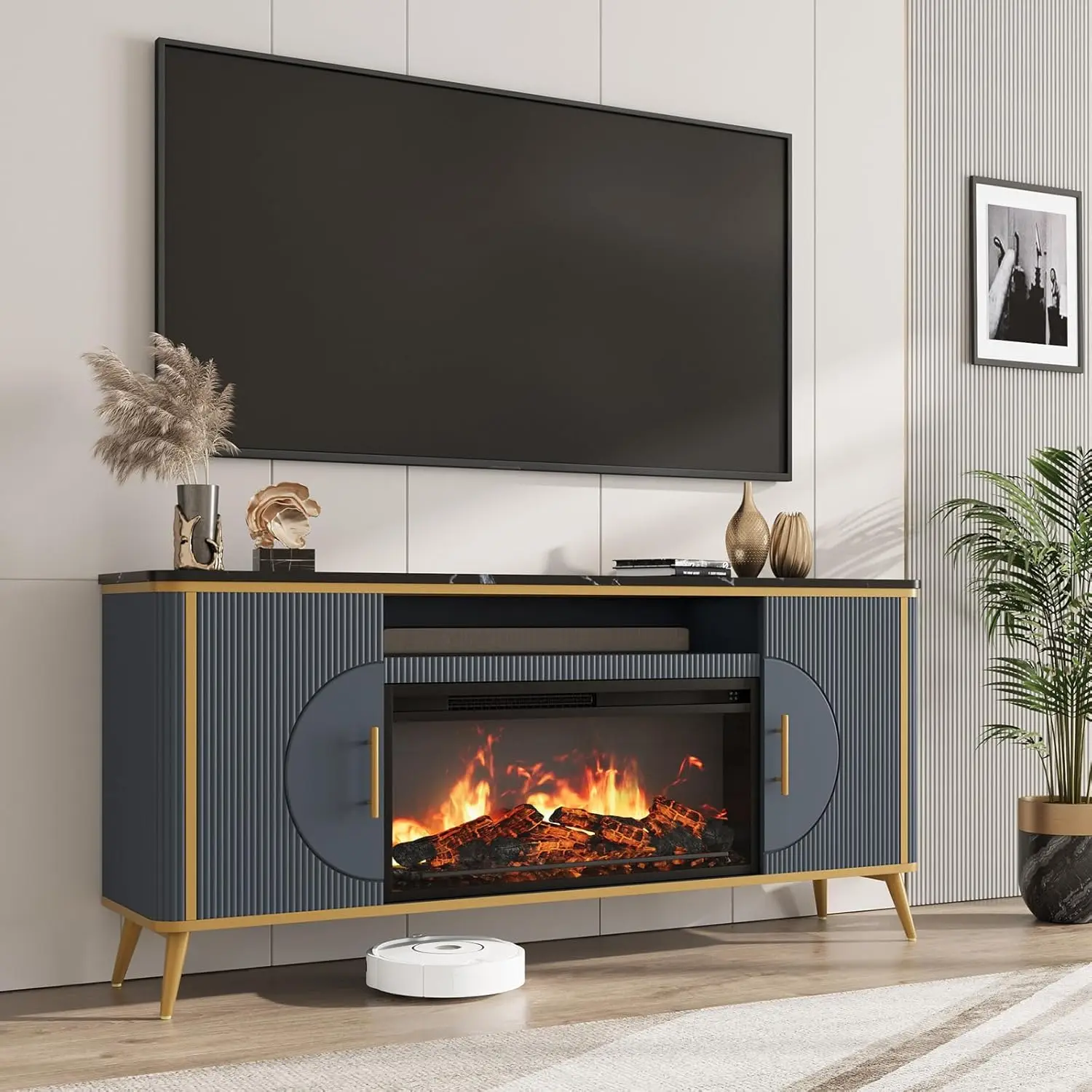 TV Stand Up to 80" TVs, Modern Entertainment Center with 30" Electric Fireplace, Luxury Media Console with Adjustable Shelves
TV Stand Up to 80" TVs, Modern Entertainment Center with 30" Electric Fireplace, Luxury Media Console with Adjustable Shelves
