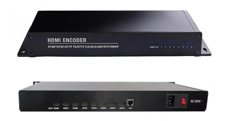 Live Streaming Video Encoder 8 Channel HD MI To IP H.264 H.265 Encoder HTTP HLS SRT RTMP Output