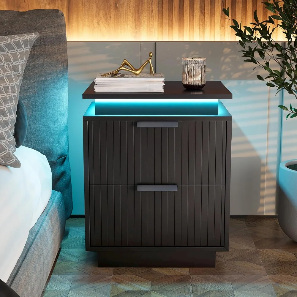 Nightstand, Night Stand with Drawers, Black Bedside Table, Modern End Side Table for Bedroom
Nightstand, Night Stand with Drawers, Black Bedside Table, Modern End Side Table for Bedroom