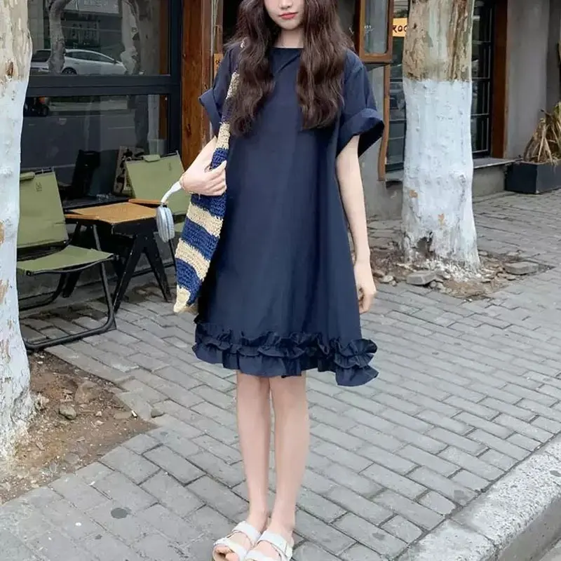 Female Clothing Vintage Loose Midi Dress Casual Short Sleeve Summer O-Neck Drawstring Fashionable Folds Spliced Basic Dresses
Female Clothing Vintage Loose Midi Dress Casual Short Sleeve Summer O-Neck Drawstring Fashionable Folds Spliced Basic Dresses