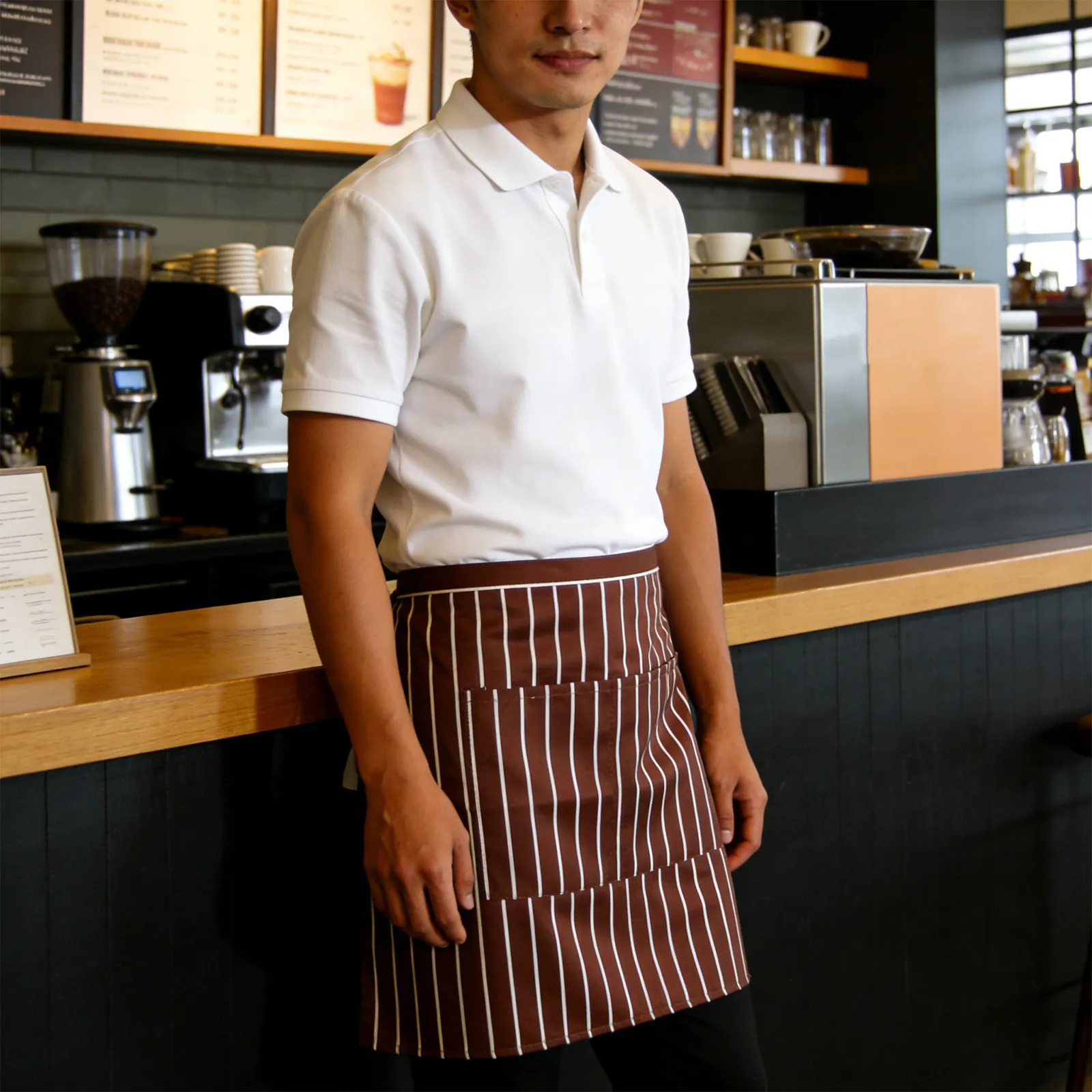 Комплект из 2 полосатых коротких фартуков для официантов с карманами, регулируемые, для ресторана, кухни, приготовления пищи
Комплект из 2 полосатых коротких фартуков для официантов с карманами, регулируемые, для ресторана, кухни, приготовления пищи