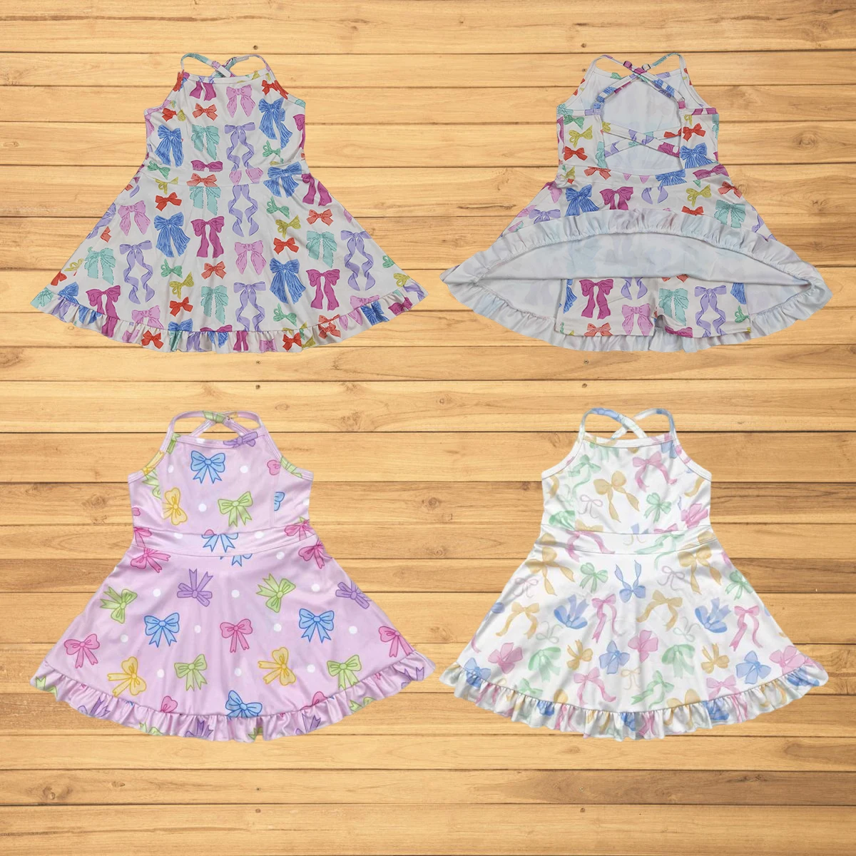 Wholesale Hot Sale Western Boutiuqe Baby Girls Strap Colorful Bows Yoga Ruffle Knee Length Dress
Wholesale Hot Sale Western Boutiuqe Baby Girls Strap Colorful Bows Yoga Ruffle Knee Length Dress