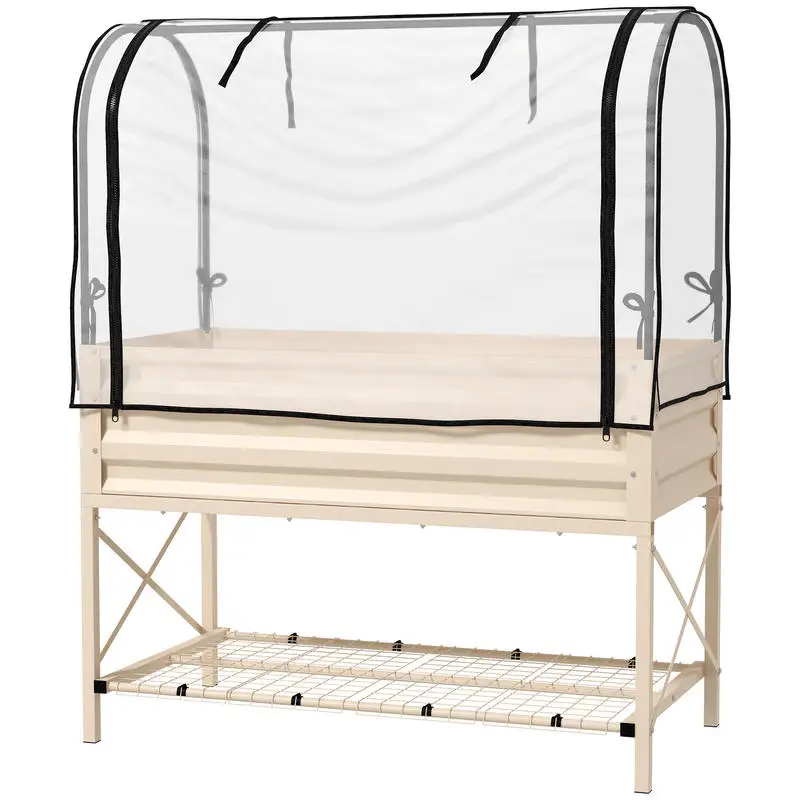 Outsunny Raised Garden Bed with Legs and Cover, Metal Elevated Planter Box with Bottom Shelf and Liner for Vegetables, Cream
Outsunny Raised Garden Bed with Legs and Cover, Metal Elevated Planter Box with Bottom Shelf and Liner for Vegetables, Cream