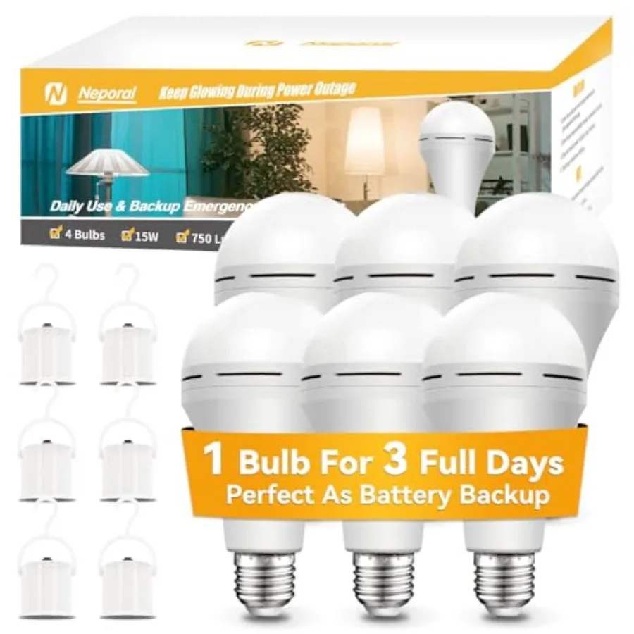 A19 Rechargeable Light Bulbs, Socket Rechargeable Emergency Light Bulb for Power Failure, Battery Backup Bulbs for Home, Hurric
A19 Rechargeable Light Bulbs, Socket Rechargeable Emergency Light Bulb for Power Failure, Battery Backup Bulbs for Home, Hurric