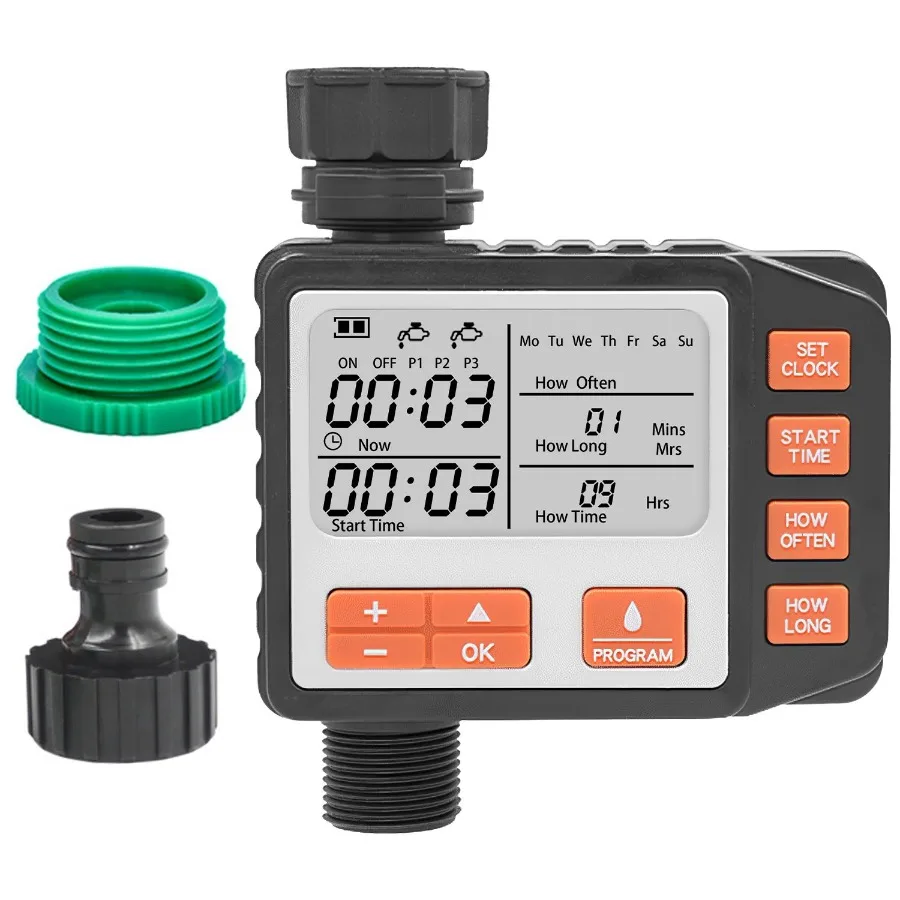 Sprinkler Timer with 3 Watering Programs Manual Mode Automatic Watering System Waterproof Irrigation Timer House Faucet Timer F
Sprinkler Timer with 3 Watering Programs Manual Mode Automatic Watering System Waterproof Irrigation Timer House Faucet Timer F