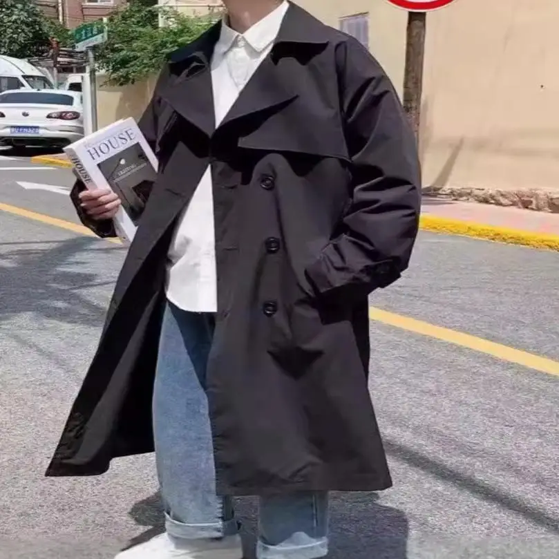 Loose Men's Long Coat Spring Autumn Season Briti Sle Student Couple Trendy Over-Knee Windbreaker Jaet Youth Faion
Loose Men's Long Coat Spring Autumn Season Briti Sle Student Couple Trendy Over-Knee Windbreaker Jaet Youth Faion