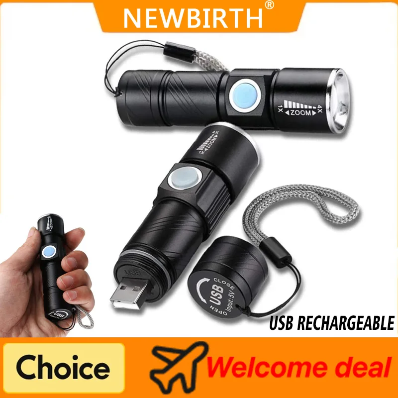 Zoomable LED Flashlights, Mini Portable USB Rechargeable Torch,3Modes Waterproof Aluminum Alloy Pocket Light for Camping Outdoor
Zoomable LED Flashlights, Mini Portable USB Rechargeable Torch,3Modes Waterproof Aluminum Alloy Pocket Light for Camping Outdoor