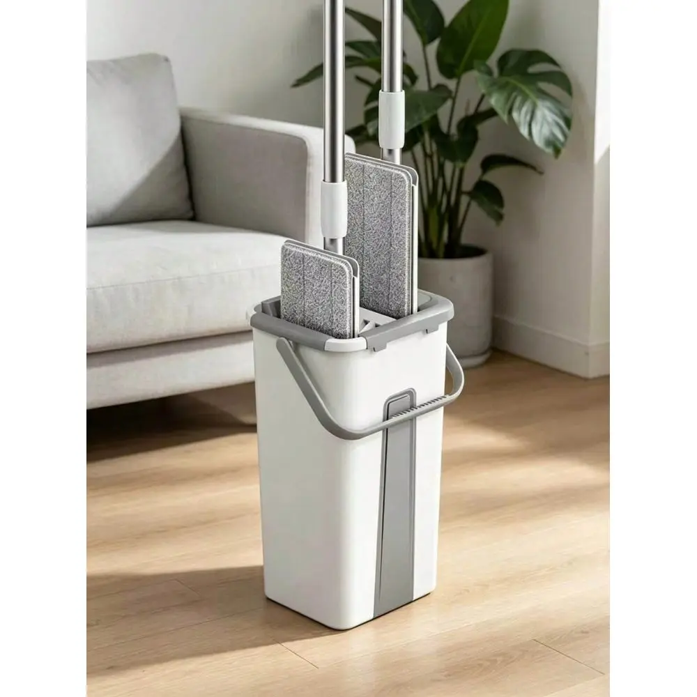 Set Home Cleaning Mop And Bucket Kit, Includes 2 Mop Pads, HandsFree Flat Mop, Bucket With Mop, Dry Wet Use, Suitable For Tile,
Set Home Cleaning Mop And Bucket Kit, Includes 2 Mop Pads, HandsFree Flat Mop, Bucket With Mop, Dry Wet Use, Suitable For Tile,