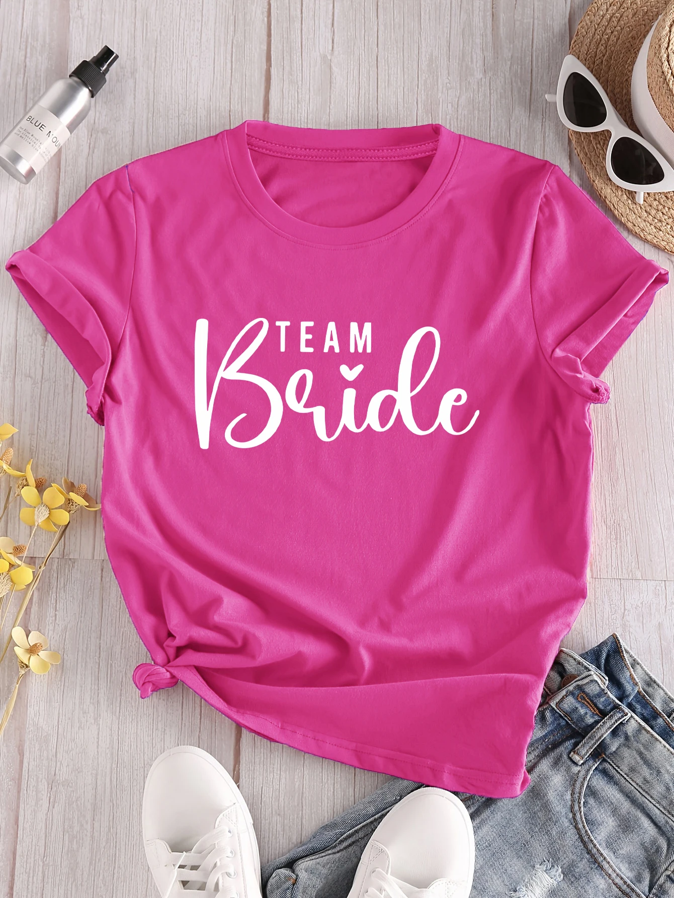 Bride-Bridesmaids Lettering Printed T-Shirt - Casual Crew Neck Short Sleeves Machine Washable Regular Length Women's Tops
Bride-Bridesmaids Lettering Printed T-Shirt - Casual Crew Neck Short Sleeves Machine Washable Regular Length Women's Tops