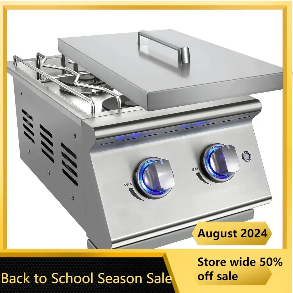 Double Grilling Side Burners for Outdoor Kitchen, with Liquid Propane Kit, Built-in Side Burner Outdoor Stov
Double Grilling Side Burners for Outdoor Kitchen, with Liquid Propane Kit, Built-in Side Burner Outdoor Stov