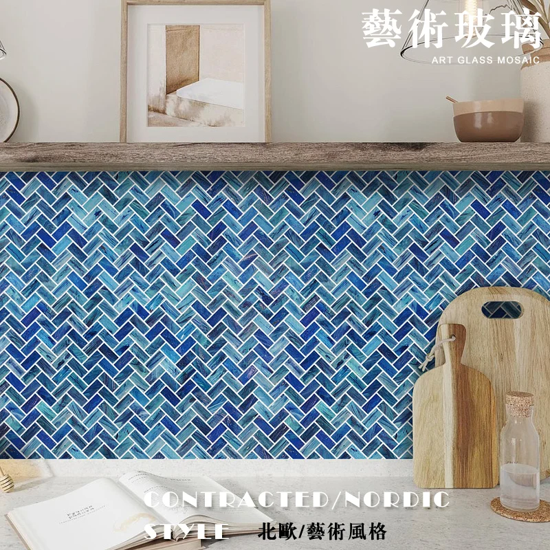 Foshan Factory Distributor Price Kitchen Backsplash Bathroom Wall 10x23mm Random Strip Blue Glass Mosaic Wall Tiles
Foshan Factory Distributor Price Kitchen Backsplash Bathroom Wall 10x23mm Random Strip Blue Glass Mosaic Wall Tiles