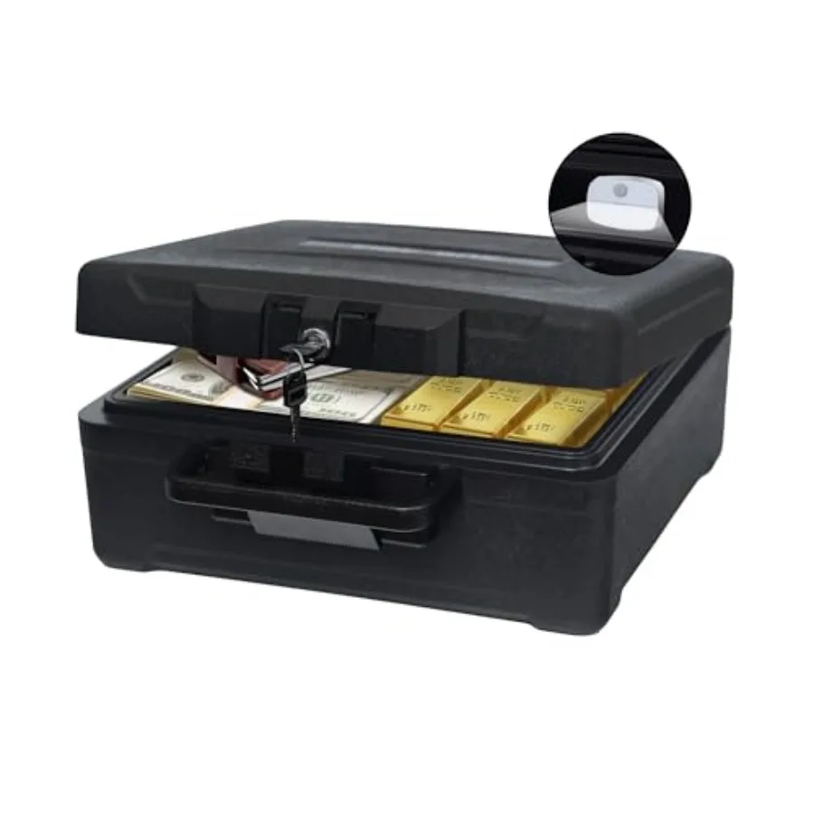 Fireproof Document Box for home use steel black 1-hour fire resistance at 1700F, 72-hour waterproof, key lock, ergonomic handle
Fireproof Document Box for home use steel black 1-hour fire resistance at 1700F, 72-hour waterproof, key lock, ergonomic handle