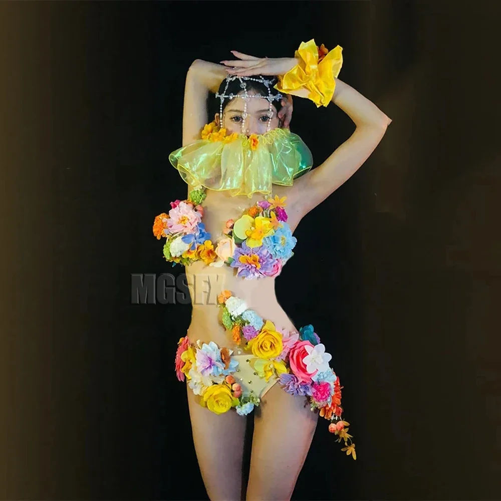 Mardi Gras Day Costume Ladies Bar Pole Dance Costume Sexy Flower Bikini Nightclub Dance Dress Rhinestone Headpiece
Mardi Gras Day Costume Ladies Bar Pole Dance Costume Sexy Flower Bikini Nightclub Dance Dress Rhinestone Headpiece