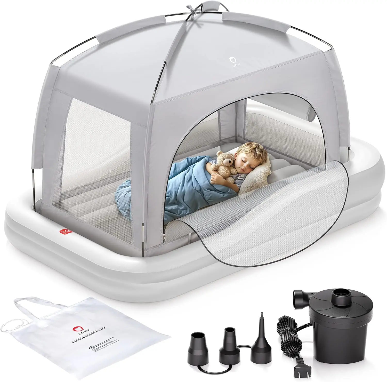 Inflatable Toddler Travel Bed with Tent, Portable Kids Air Mattress Safety Sides for Camping Travel - Includes Fast Electric
Inflatable Toddler Travel Bed with Tent, Portable Kids Air Mattress Safety Sides for Camping Travel - Includes Fast Electric