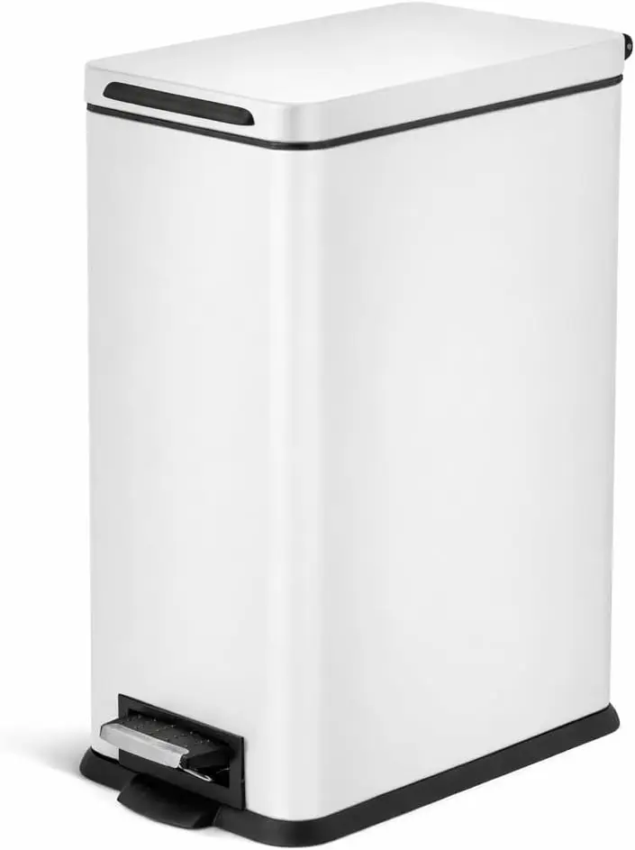Slim 8 Gal Kitchen Trash Can, Soft Close Lid, Step Pedal, Bag Tuck, Matte White
Slim 8 Gal Kitchen Trash Can, Soft Close Lid, Step Pedal, Bag Tuck, Matte White