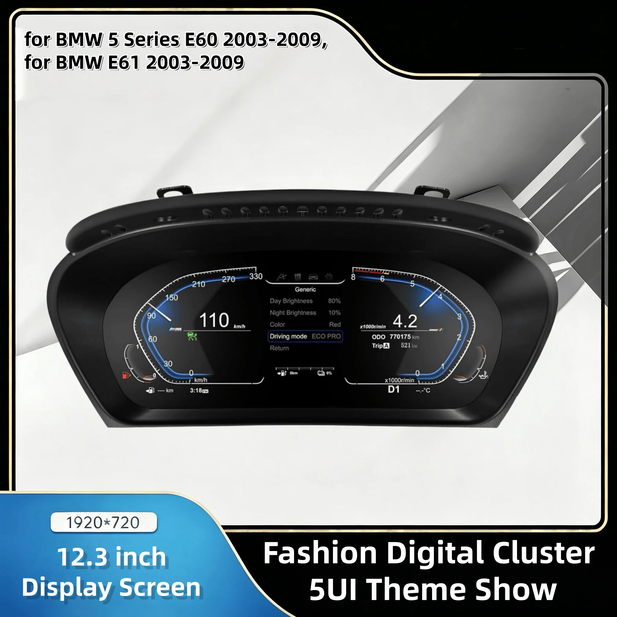 12.3 '' LCD Digital Dashboard for BMW E60 E61(2003-2009) CCC CIC system Car Instrument Cluster Panel Cockpit Voor
12.3 '' LCD Digital Dashboard for BMW E60 E61(2003-2009) CCC CIC system Car Instrument Cluster Panel Cockpit Voor