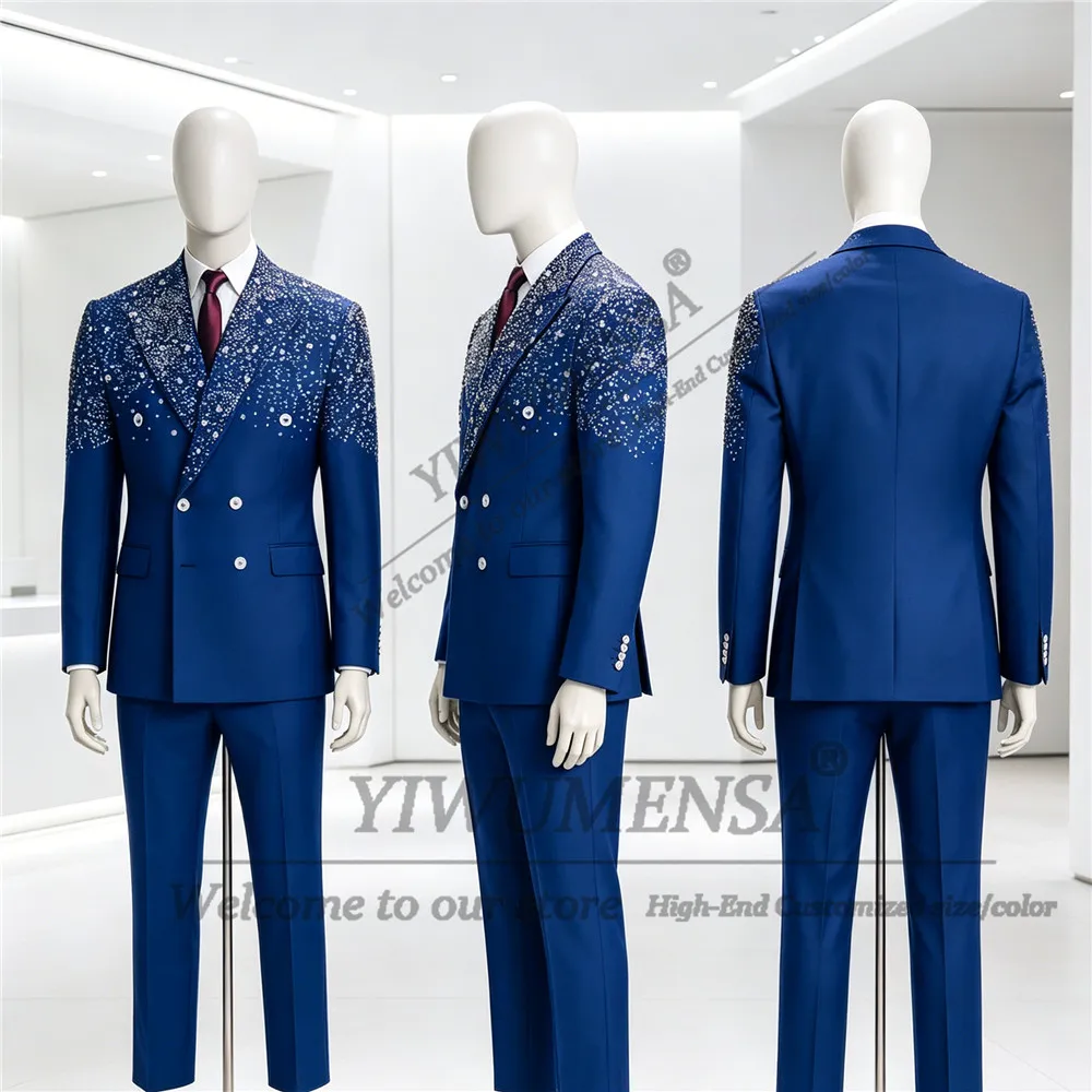 Exclusive Crystals Beading Suit Men For Wedding Double Breaasted Jacket Pants 2 Piece Sets Groom Tuxedos Slim Fit Man Outfits
Exclusive Crystals Beading Suit Men For Wedding Double Breaasted Jacket Pants 2 Piece Sets Groom Tuxedos Slim Fit Man Outfits