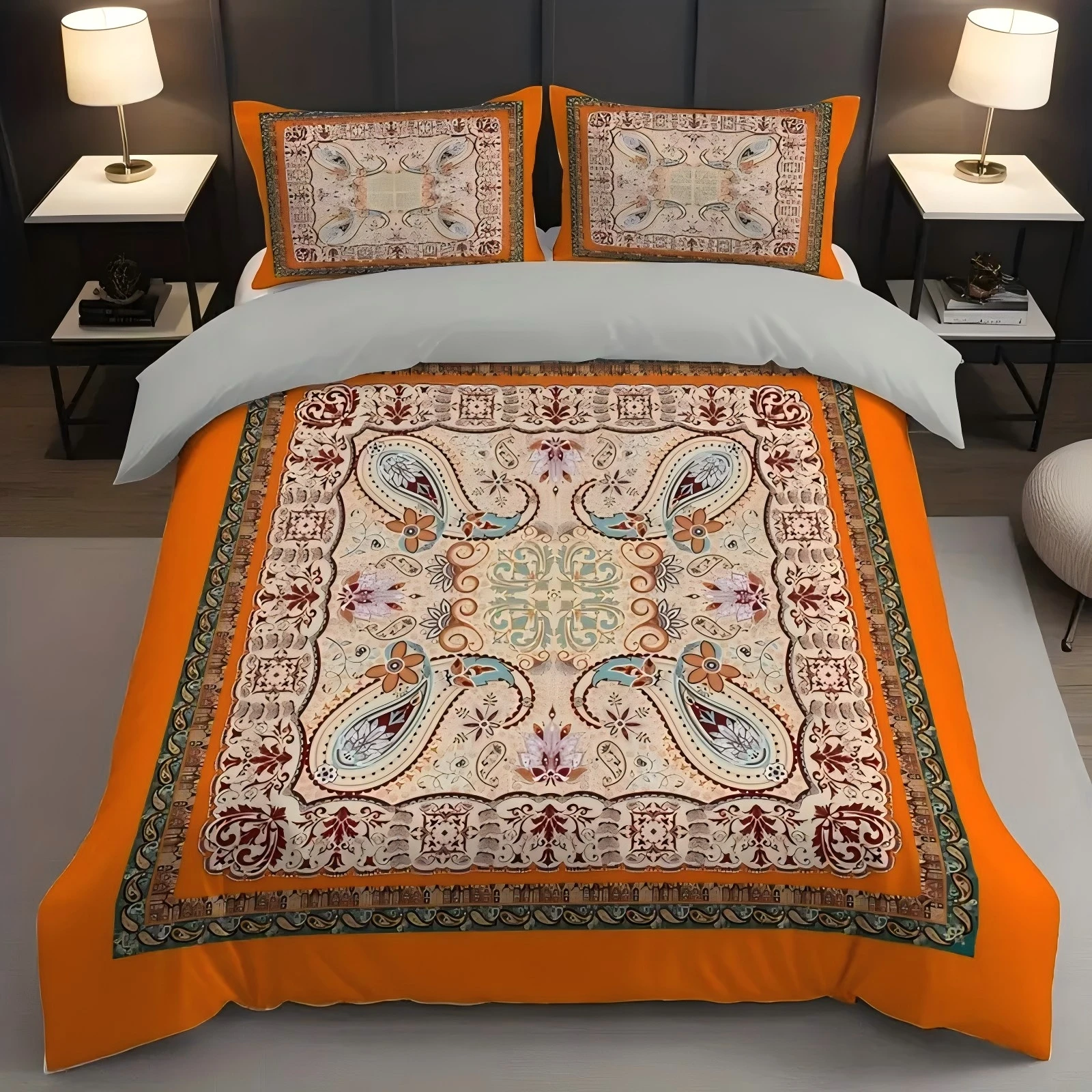 Orange Paisley Pattern 3D Printed Duvet Cover Fashion Bohemian Style Luxury Bedding Sets Soft Comfortable Quilt Cover Pillowcase
Orange Paisley Pattern 3D Printed Duvet Cover Fashion Bohemian Style Luxury Bedding Sets Soft Comfortable Quilt Cover Pillowcase