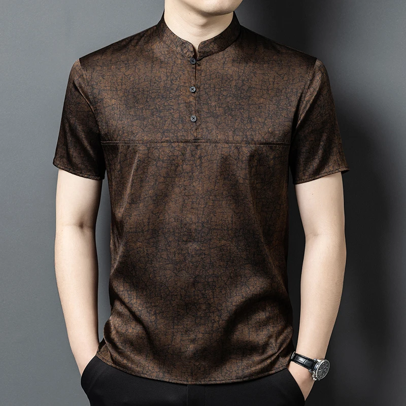 Gambiered Canton Gauze Polo Shirts For Men Silk Blends Coolness Summer High Quality Skin-Friendly Crack Casual Camisas De Hombre
Gambiered Canton Gauze Polo Shirts For Men Silk Blends Coolness Summer High Quality Skin-Friendly Crack Casual Camisas De Hombre