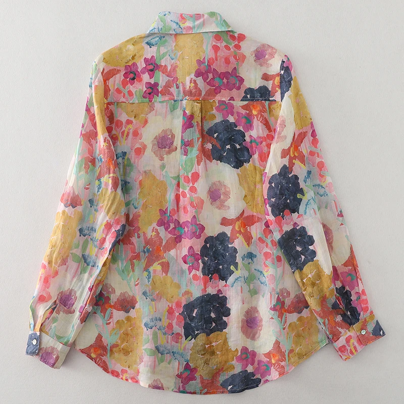 Retro Dyed Print Flax irt Women's Summer 2025 New Turn-down Collar Long Sve Elegance Blouse Versatile Top
Retro Dyed Print Flax irt Women's Summer 2025 New Turn-down Collar Long Sve Elegance Blouse Versatile Top
