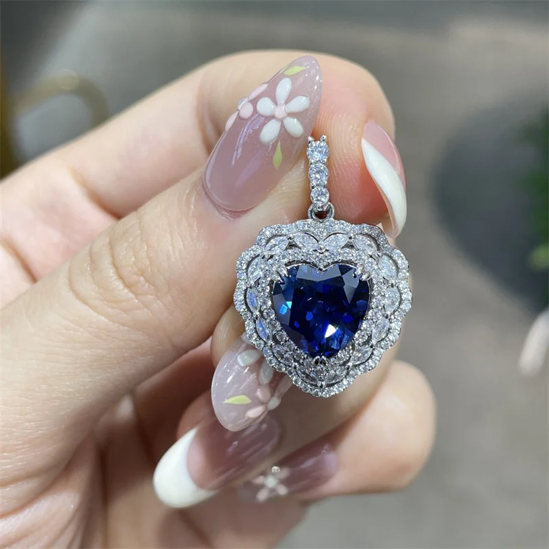 ZFSILVER Trendy 925 Silver Cultivated Gem Design 4ct Blue Heart Necklace For Charms Women Accessories Party Jewelry Gift P3-0092
ZFSILVER Trendy 925 Silver Cultivated Gem Design 4ct Blue Heart Necklace For Charms Women Accessories Party Jewelry Gift P3-0092