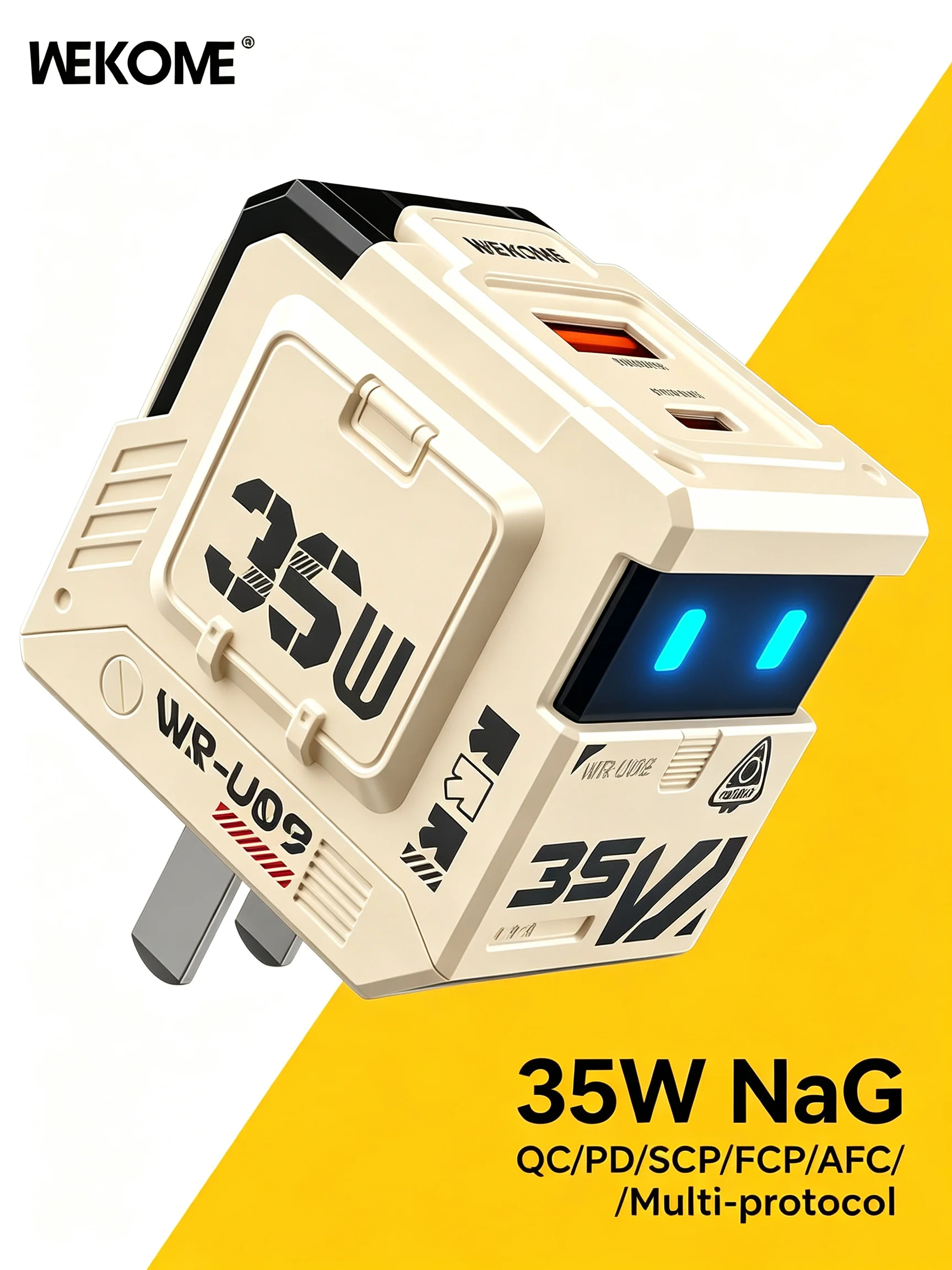 WEKOME 35W GaN Fast Charging Foldable Plug Robot Design WP U07
WEKOME 35W GaN Fast Charging Foldable Plug Robot Design WP U07