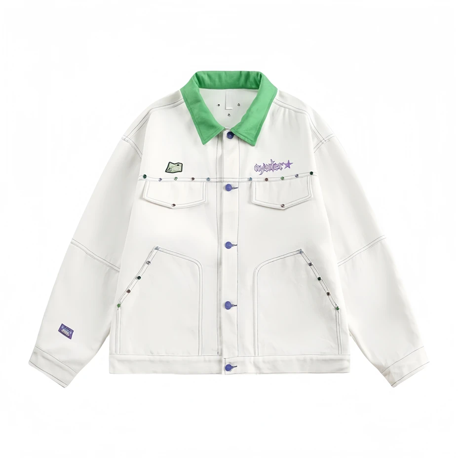 Men Diamonds Cargo Jacket Streetwear Hip Hop Color Block Coats Oversized Harajuku Vintage Letter Embroidery Casual Jacket Unisex
Men Diamonds Cargo Jacket Streetwear Hip Hop Color Block Coats Oversized Harajuku Vintage Letter Embroidery Casual Jacket Unisex