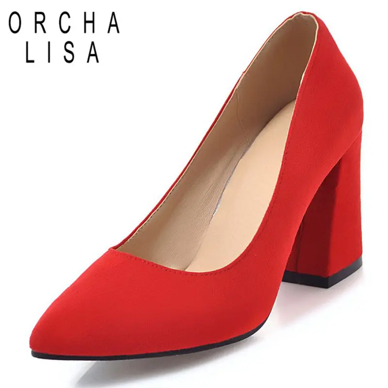 ORCHA LISA Brand 2025 Sexy Wedding Pumps for Women Pointed Toe Block Heels 8cm Slip On Flock Suede Big Size 41 42 43 Party Shoes
ORCHA LISA Brand 2025 Sexy Wedding Pumps for Women Pointed Toe Block Heels 8cm Slip On Flock Suede Big Size 41 42 43 Party Shoes