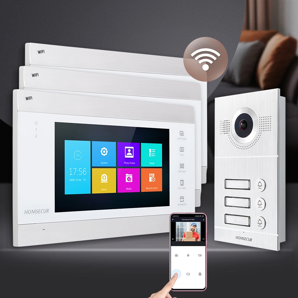 HOMSECUR 7" WIFI 4 Wire Video Doorphone Entry Intercom Voice Message Multi-Languages Menu for 3 Families
HOMSECUR 7" WIFI 4 Wire Video Doorphone Entry Intercom Voice Message Multi-Languages Menu for 3 Families