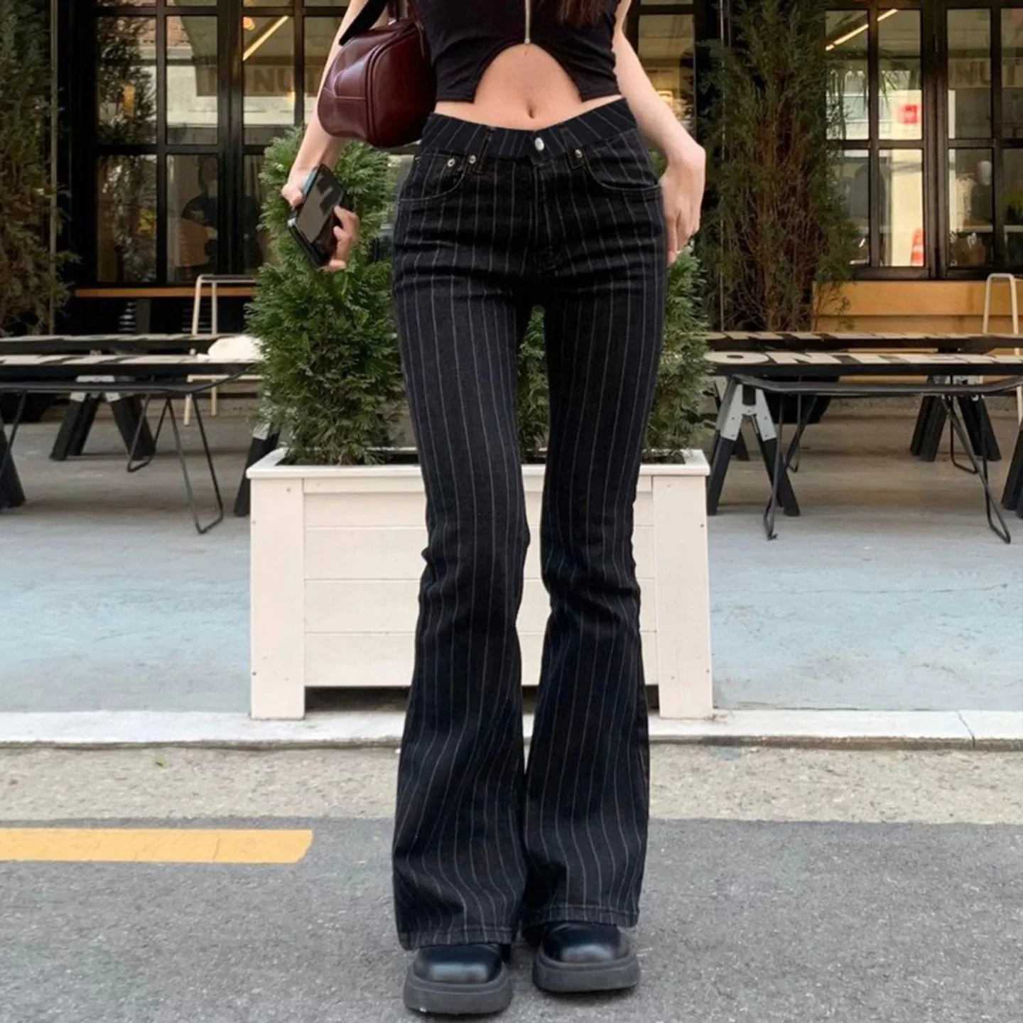 Y2K American Casual Slim Striped Flared Pants Loose Comfortable Versatile Straight Leg Trousers Jeans for Women
Y2K American Casual Slim Striped Flared Pants Loose Comfortable Versatile Straight Leg Trousers Jeans for Women
