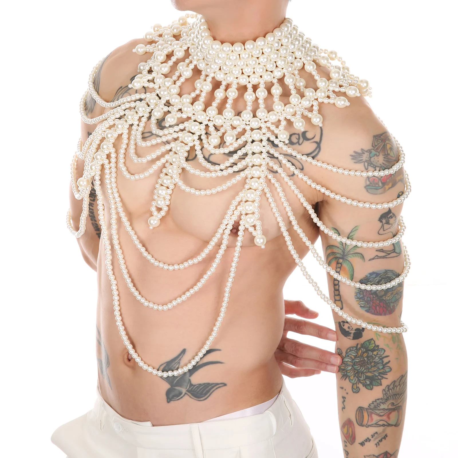 Men Body Chest Harness Bondage Sexy Imitation Pearl Chain Bohemia Punk Bikini Party Sexy Tops Costume Rave Belly Clubwear
Men Body Chest Harness Bondage Sexy Imitation Pearl Chain Bohemia Punk Bikini Party Sexy Tops Costume Rave Belly Clubwear