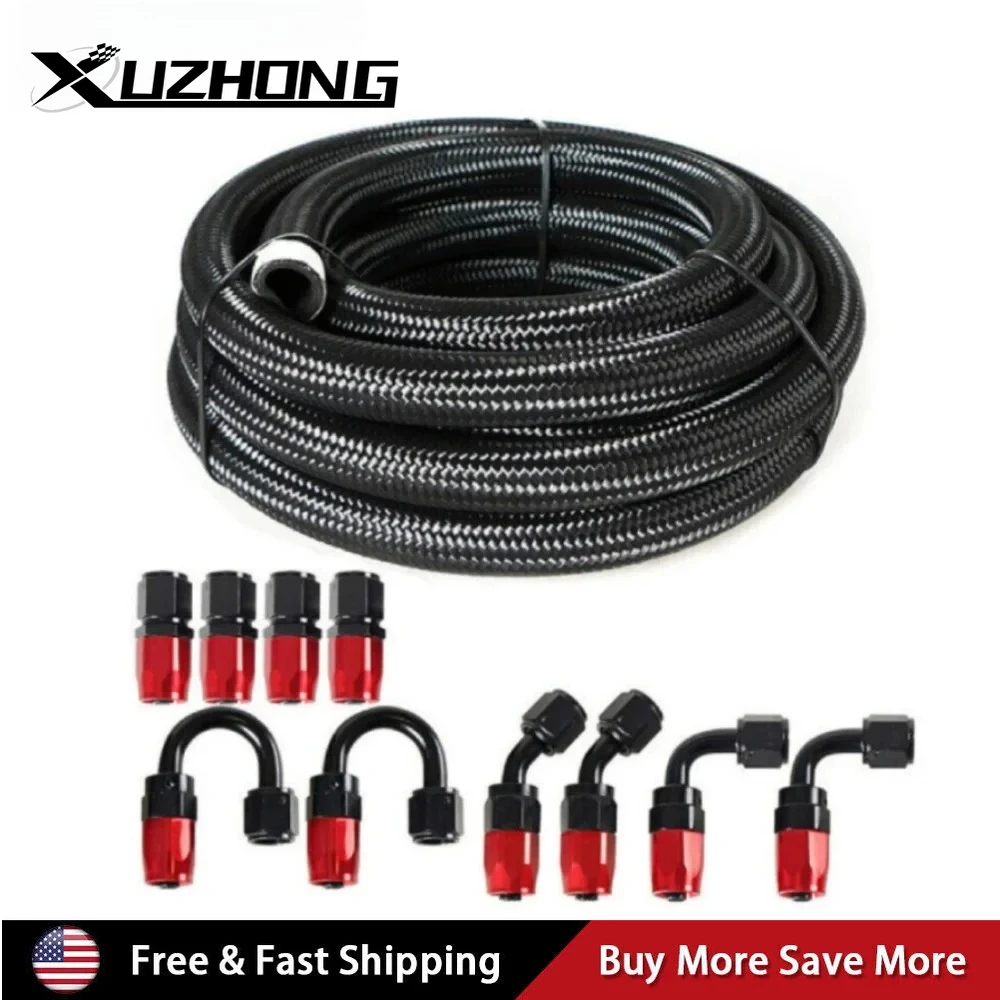 Универсальный 10-футовый CPE нейлон и плетеный топливный провод из нержавеющей стали с 10 алюминиевыми фитингами AN6, комплект конца шланга, красный-черный
Универсальный 10-футовый CPE нейлон и плетеный топливный провод из нержавеющей стали с 10 алюминиевыми фитингами AN6, комплект конца шланга, красный-черный