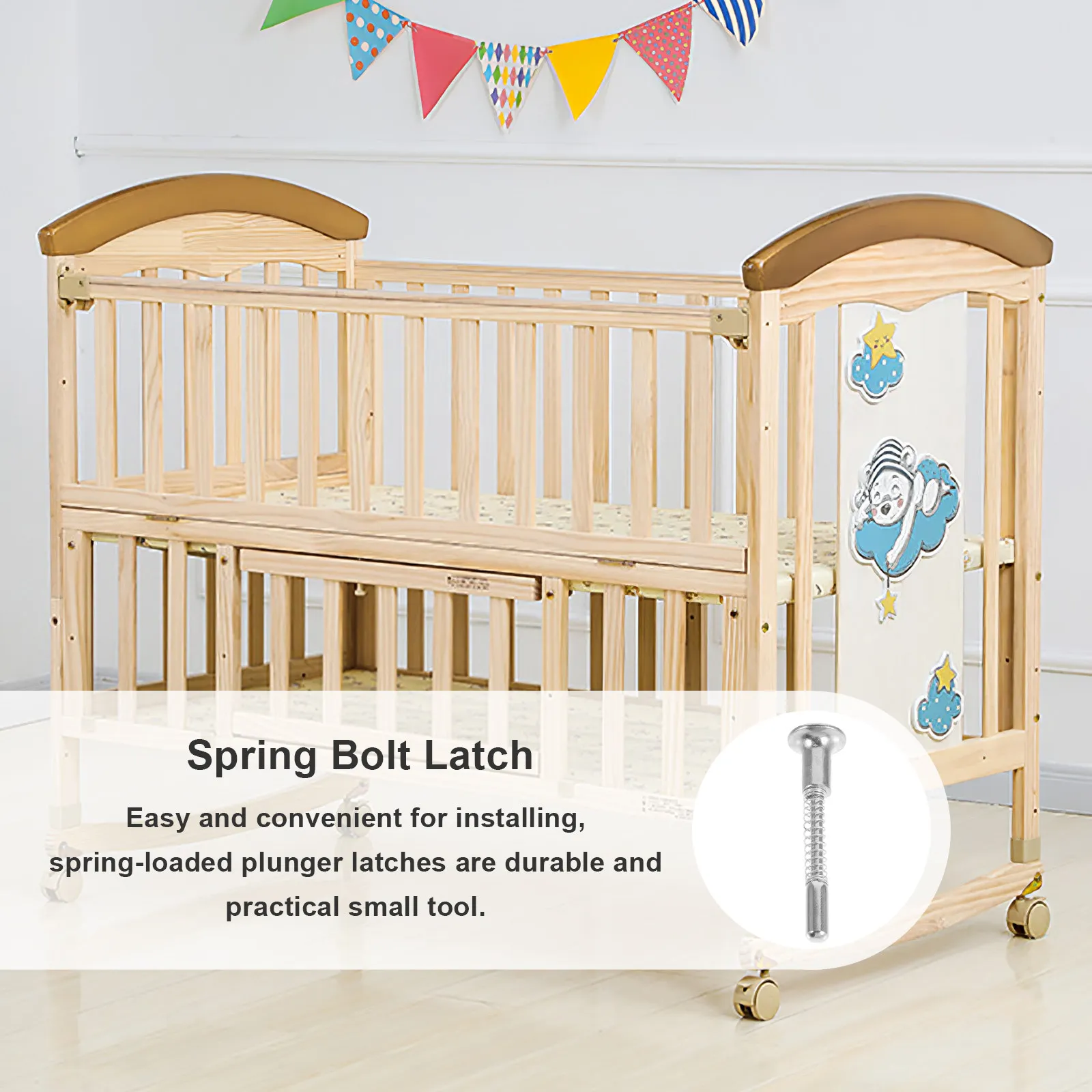 4pcs Baby Crib Latch Spring Loaded Plunger Latches Metal Bed Fastening Fittings Furniture Replacement Parts Cot Latch For Rabbit
4pcs Baby Crib Latch Spring Loaded Plunger Latches Metal Bed Fastening Fittings Furniture Replacement Parts Cot Latch For Rabbit