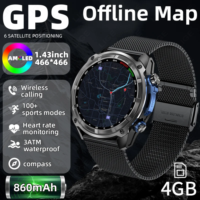 New Built in GPS Map Smart Watch Compass 1000mAh Battery 4GB Memory 10ATM Waterproof Bluetooth Call Men Sport Fitness Smartwatch
New Built in GPS Map Smart Watch Compass 1000mAh Battery 4GB Memory 10ATM Waterproof Bluetooth Call Men Sport Fitness Smartwatch