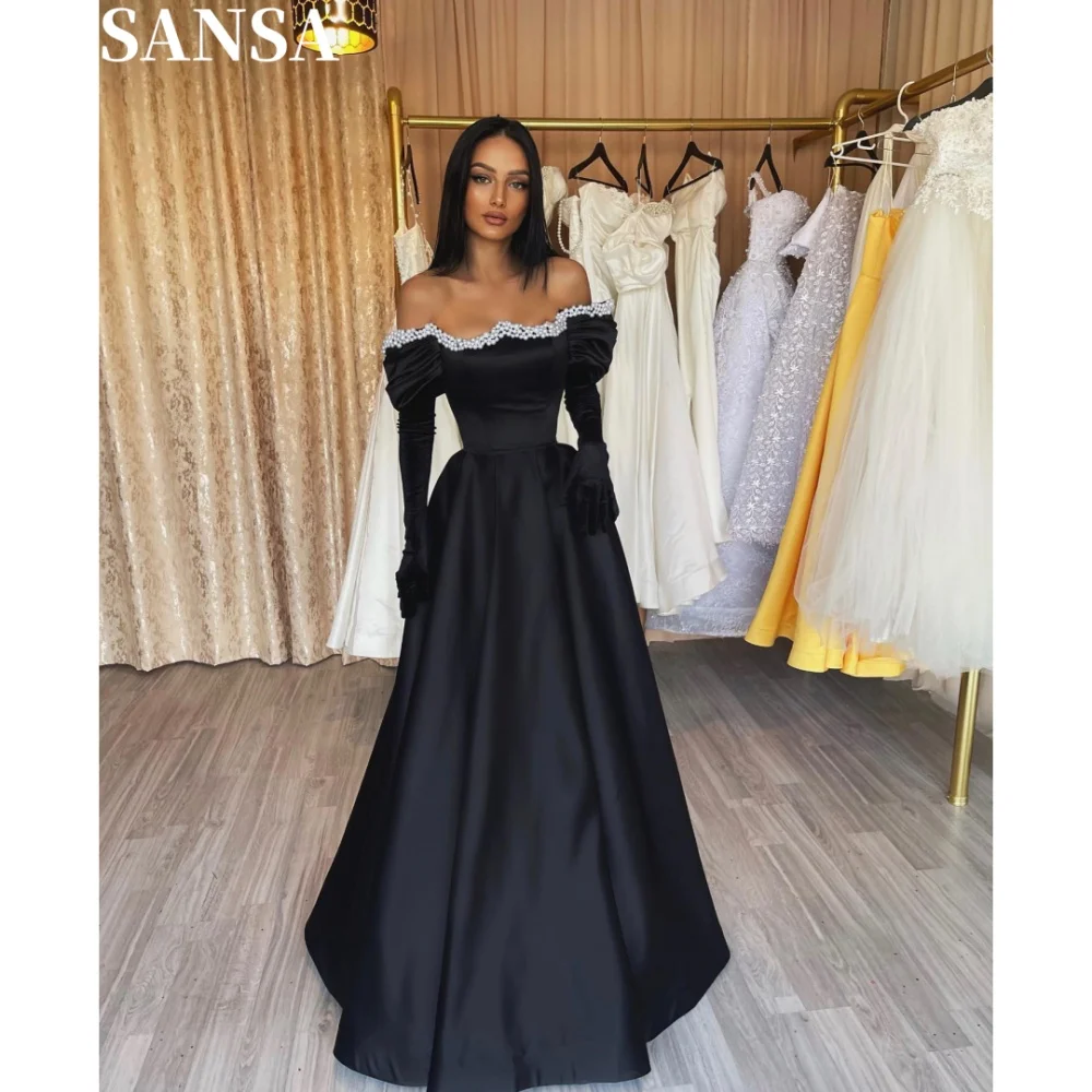 Sansa Exquisite A-Line Beading Satin Prom Dress Customized Floor-Length Wedding Dresses Off Shoulder Pleats Vestidos De Fiesta
Sansa Exquisite A-Line Beading Satin Prom Dress Customized Floor-Length Wedding Dresses Off Shoulder Pleats Vestidos De Fiesta
