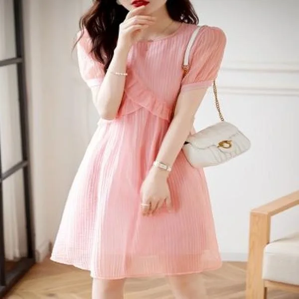Pink Ruffle Dress Flowy Elegant Skirt Style Women's Dress Asymmetrical Hemline Seven Sleeve Citywalk Suitable for Spring
Pink Ruffle Dress Flowy Elegant Skirt Style Women's Dress Asymmetrical Hemline Seven Sleeve Citywalk Suitable for Spring