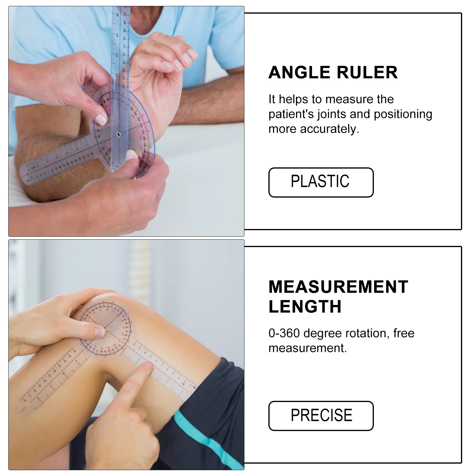6pcs Plastic Medical Goniometer Set Clear Angle Ruler Protractor 360 Degree Spinal Measurement Physical Therapy Tool
6pcs Plastic Medical Goniometer Set Clear Angle Ruler Protractor 360 Degree Spinal Measurement Physical Therapy Tool