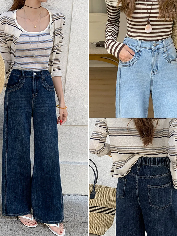 High Waist Wide Leg Denim Jeans Deep Blue Washed Loose Slimming Lazy Straight Tube Floor-Length Pants Spring Fashion Ladies' ...
High Waist Wide Leg Denim Jeans Deep Blue Washed Loose Slimming Lazy Straight Tube Floor-Length Pants Spring Fashion Ladies' ...