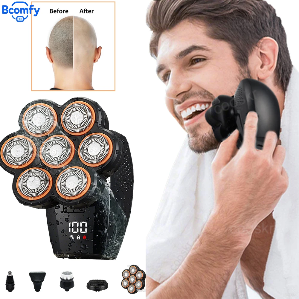 Электробритва для мужчин 7D Плавающая бритва для лысины для бороды Перезаряжаемый триммер для бороды 5 в 1, водостойкая электрическая бритва для влажной и сухой уборки
Электробритва для мужчин 7D Плавающая бритва для лысины для бороды Перезаряжаемый триммер для бороды 5 в 1, водостойкая электрическая бритва для влажной и сухой уборки