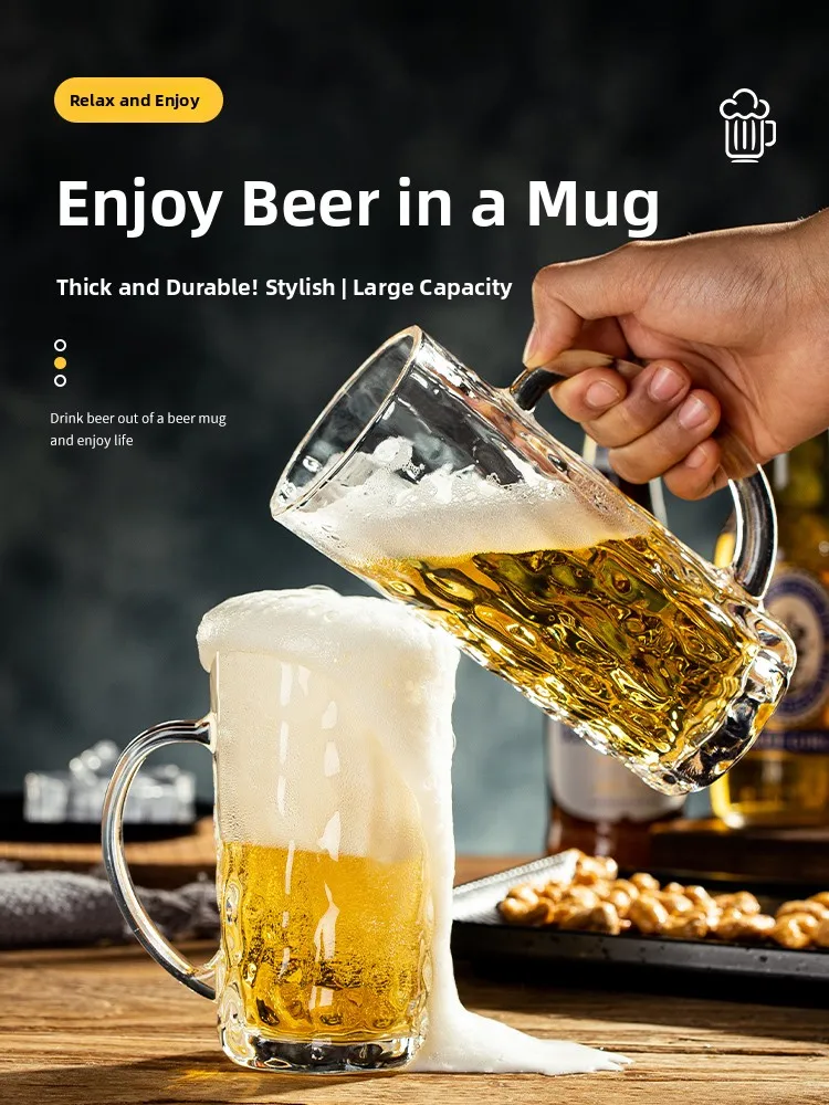 Luxury Thickened Large Capacity Beer Glasses with Handle for Home Use Premium Craft Beer Drinking Glasses Heavy Duty Beer Cups
Luxury Thickened Large Capacity Beer Glasses with Handle for Home Use Premium Craft Beer Drinking Glasses Heavy Duty Beer Cups