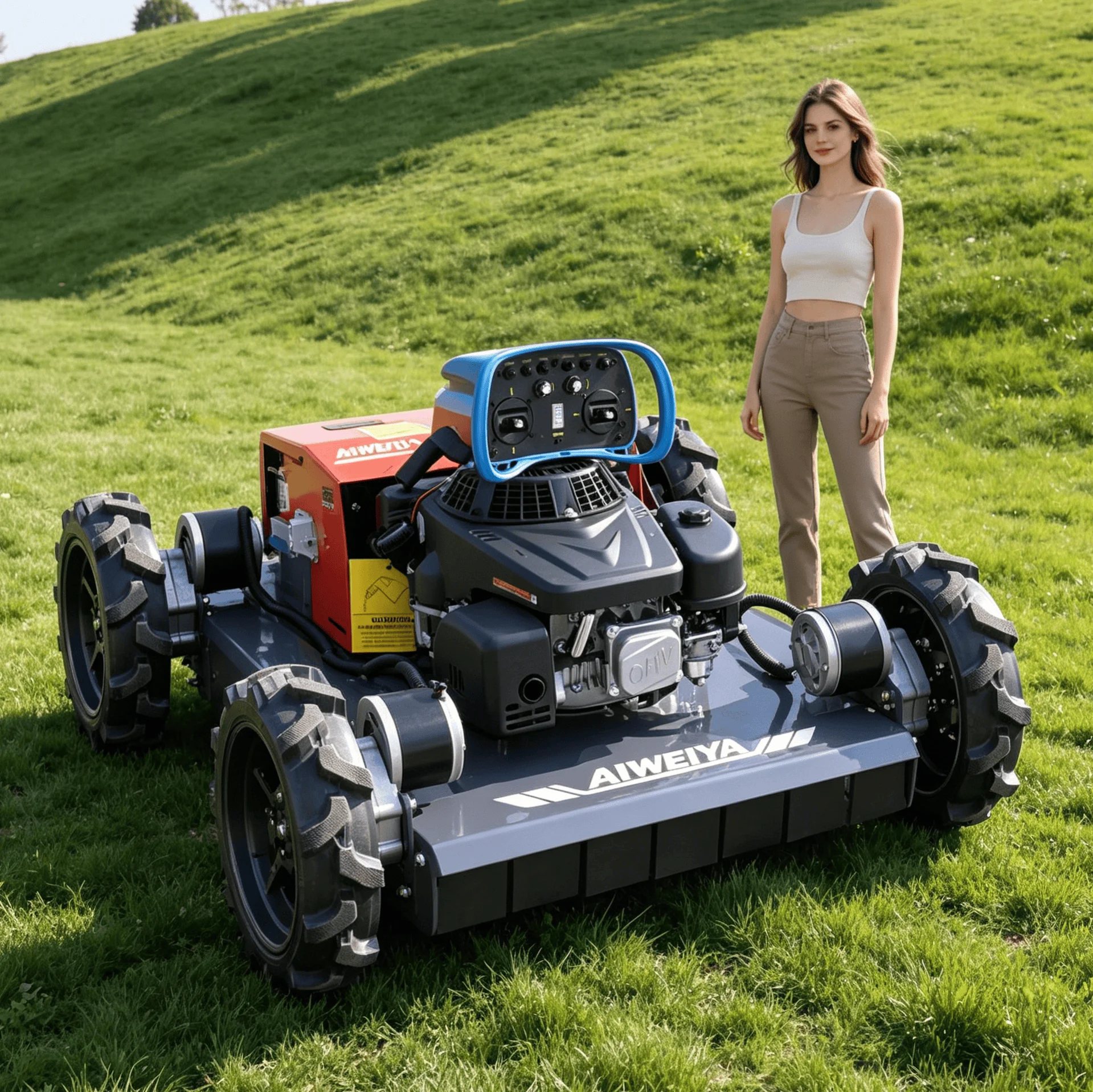 Customized remote operated lawn mower robot adjustable cutting height heavy duty blade for garden farm hillside rough grass regu
Customized remote operated lawn mower robot adjustable cutting height heavy duty blade for garden farm hillside rough grass regu